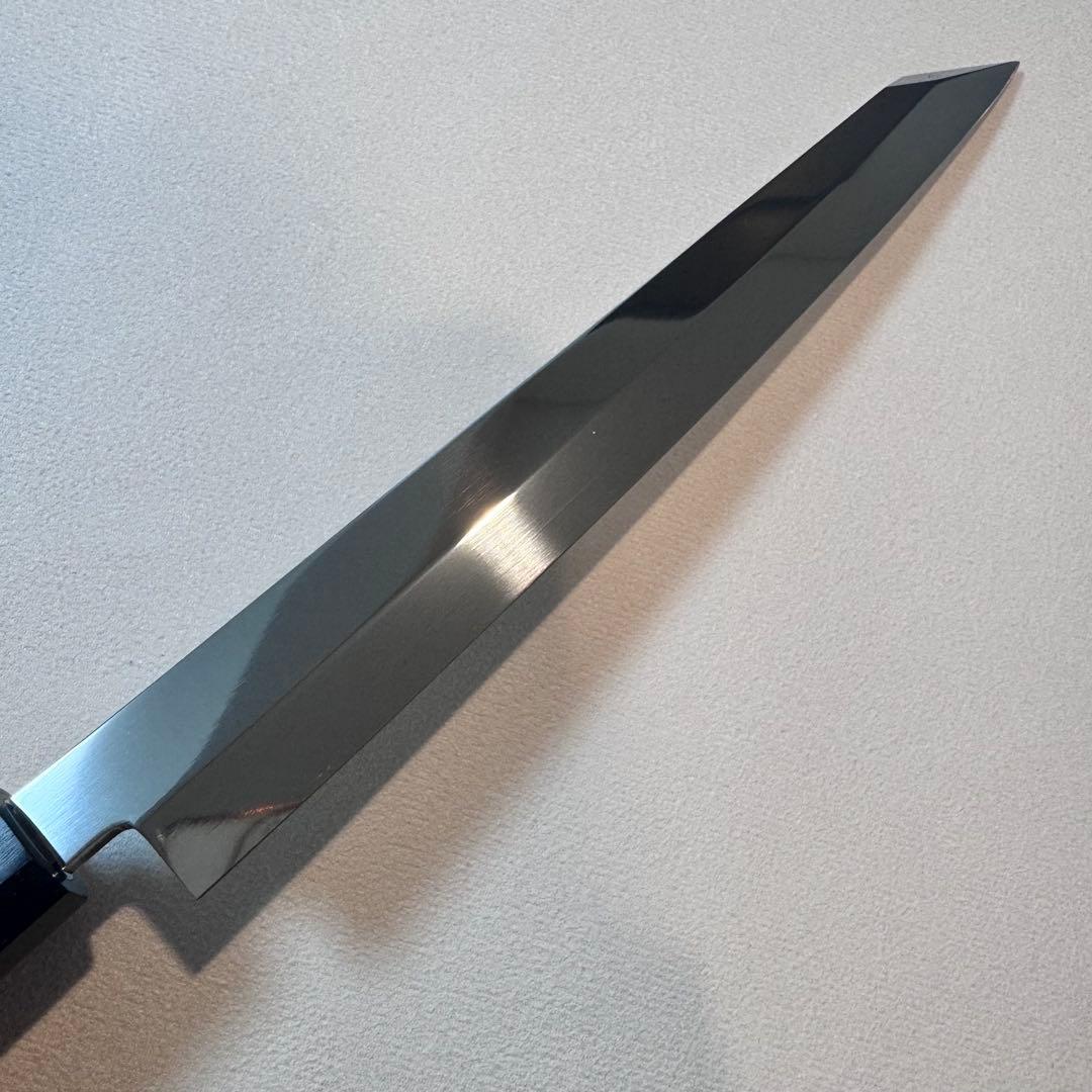【特価限定】270mm 切付柳刃包丁 鏡面　黒檀八角柄 刺身包丁 全鋼【鞘付き】