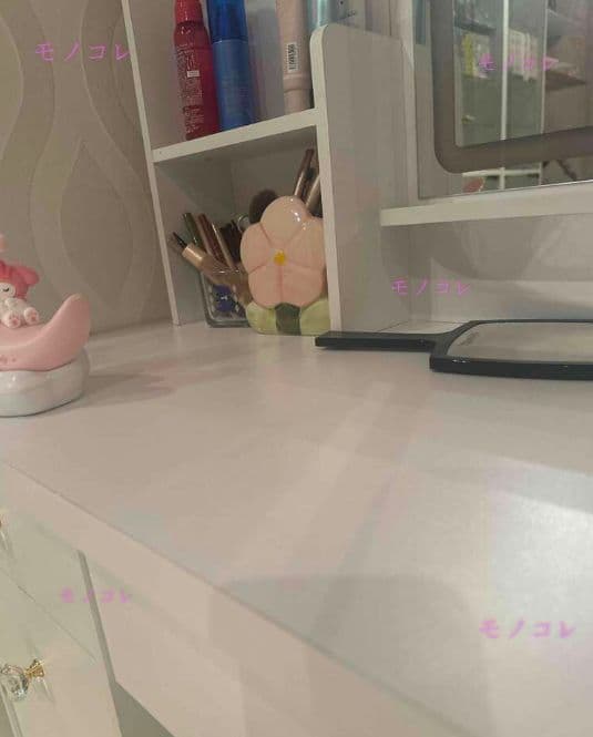 （モノコレ）ドレッサー 幅 80cm LED ライト スツール付き ホワイト