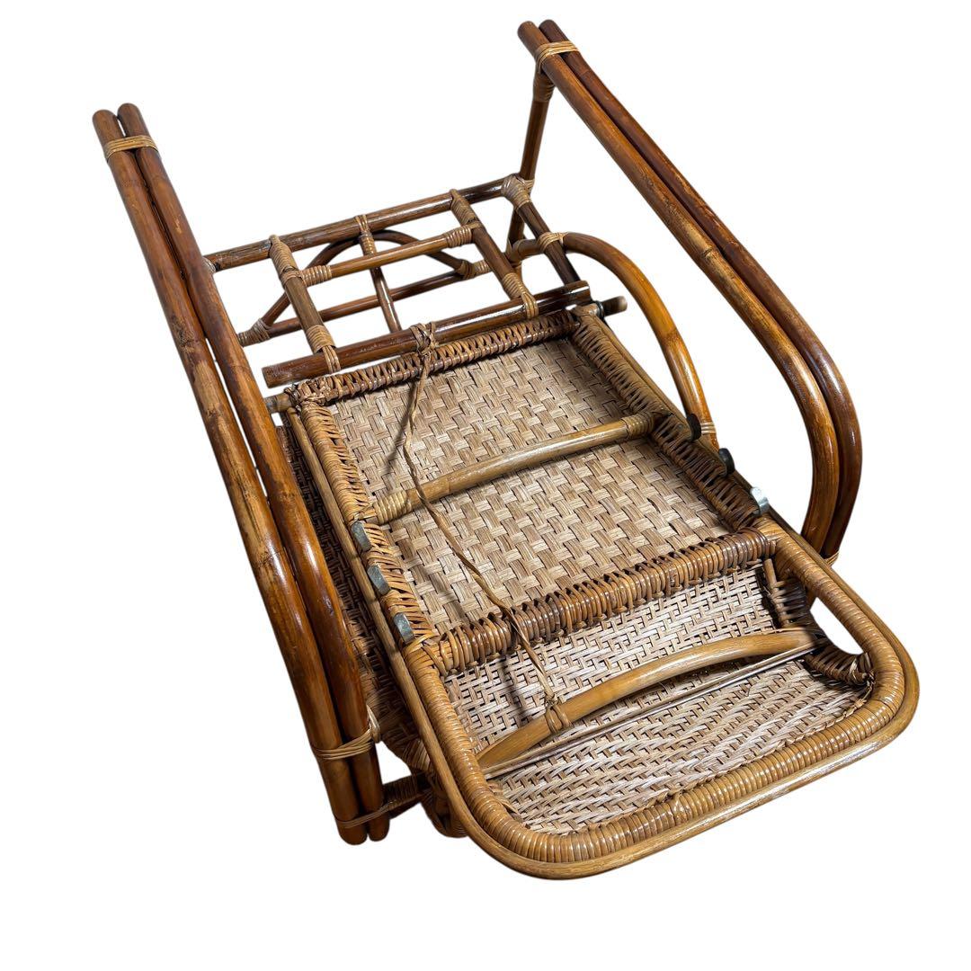 【送料無料】 ラタン 籐　リクライニング　チェア 収納　オットマン　イス