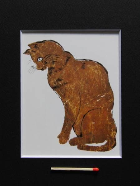 A・ウォーホル、腰をすえた猫、希少画集画、美品、新品額付
