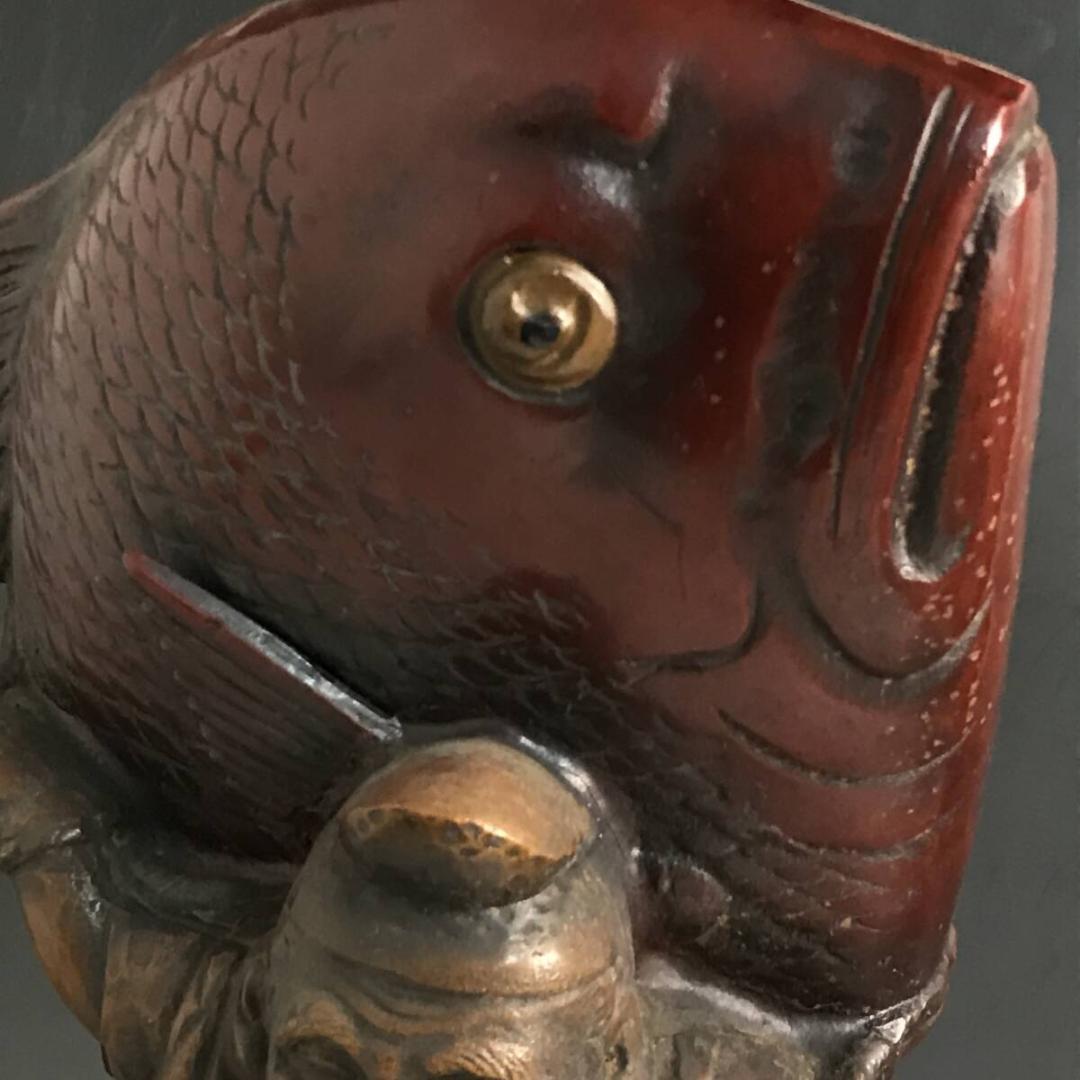 恵比須様と大鯛 七福神 置物 鉄製 7300g 恵比須 漁業神 鯛 えびす