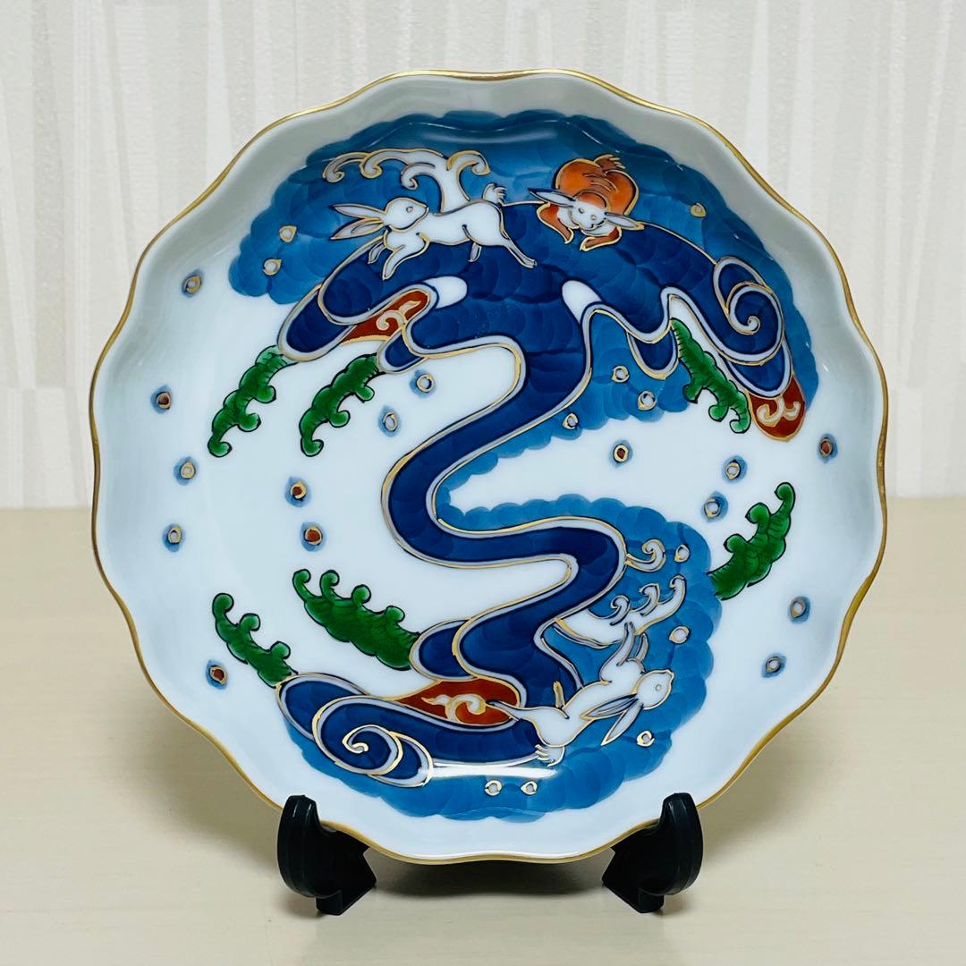 源右衛門窯 染錦波兎 銘々皿 皿 プレート 5枚セット 波うさぎ 金彩