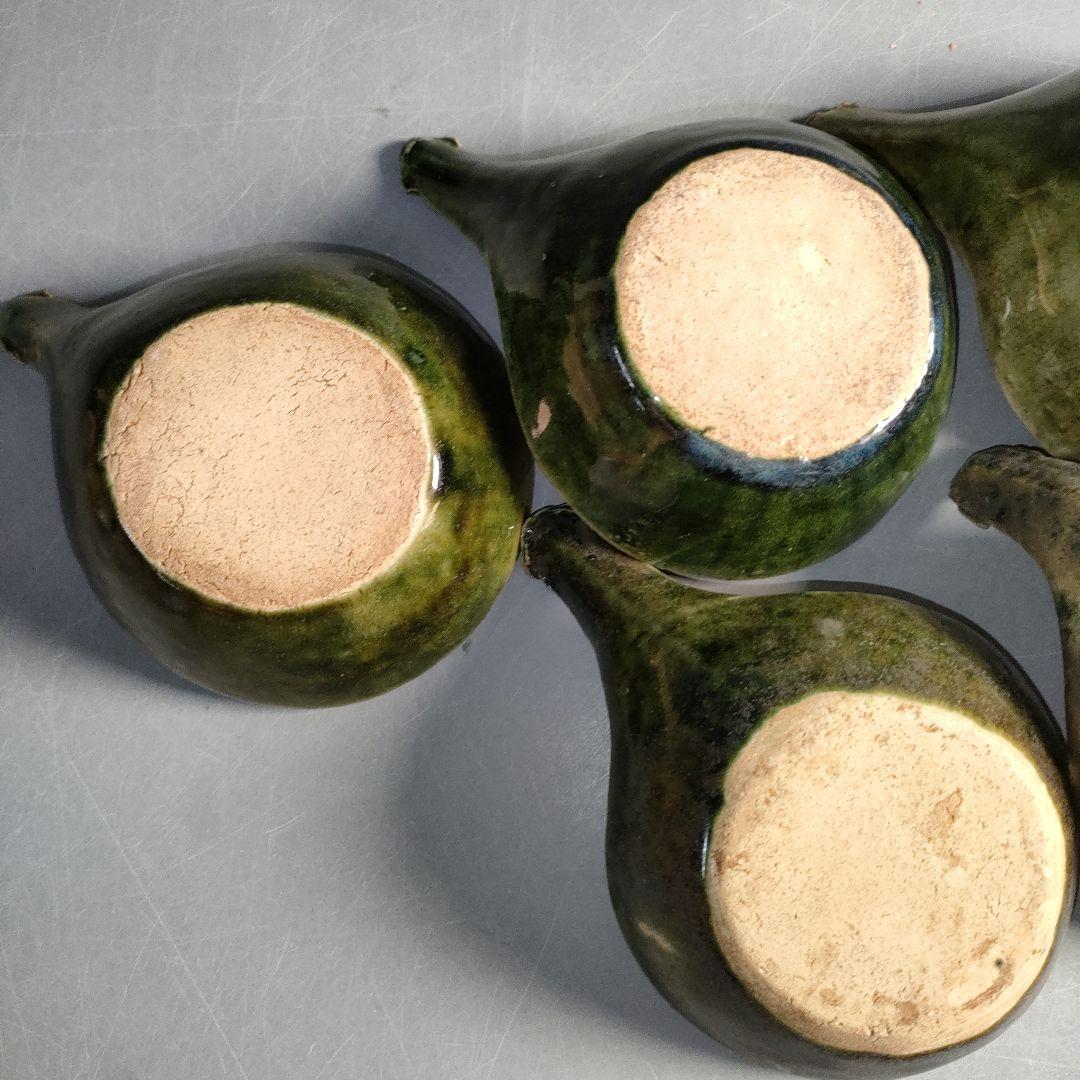 A1299-1/織部釉蓮華5客/共箱/織部焼/和食器/向付/小鉢/懐石道具/