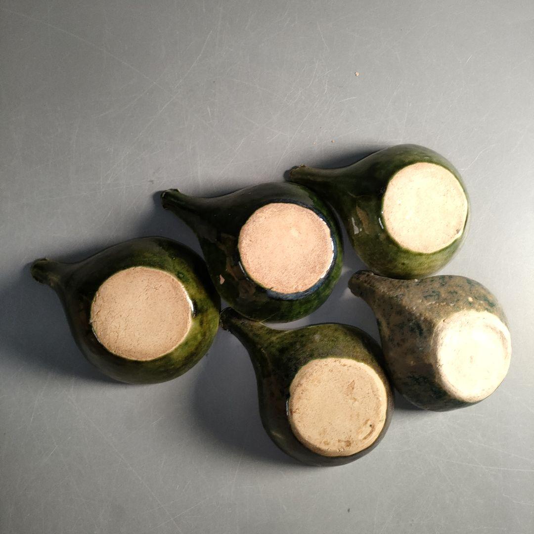 A1299-1/織部釉蓮華5客/共箱/織部焼/和食器/向付/小鉢/懐石道具/