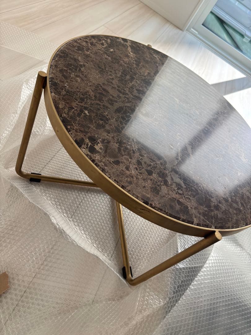 本日21時まで特価！クラッシュゲート 大理石 円形テーブル