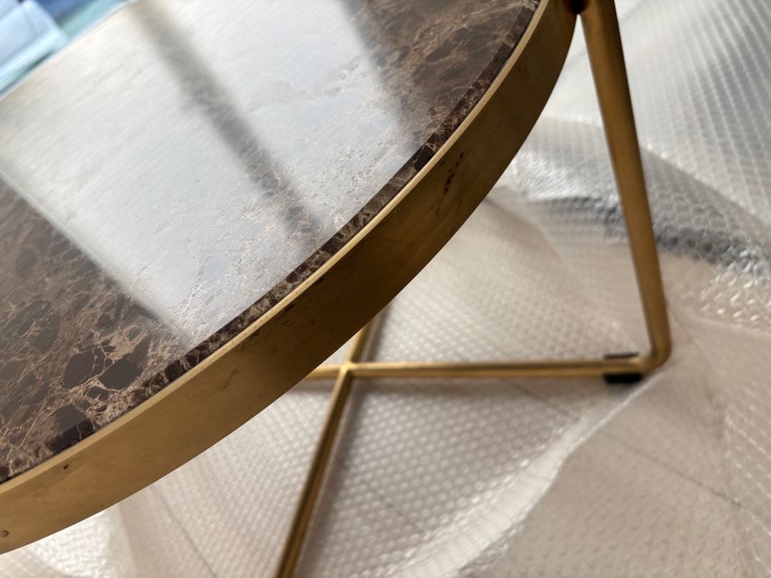 本日21時まで特価！クラッシュゲート 大理石 円形テーブル