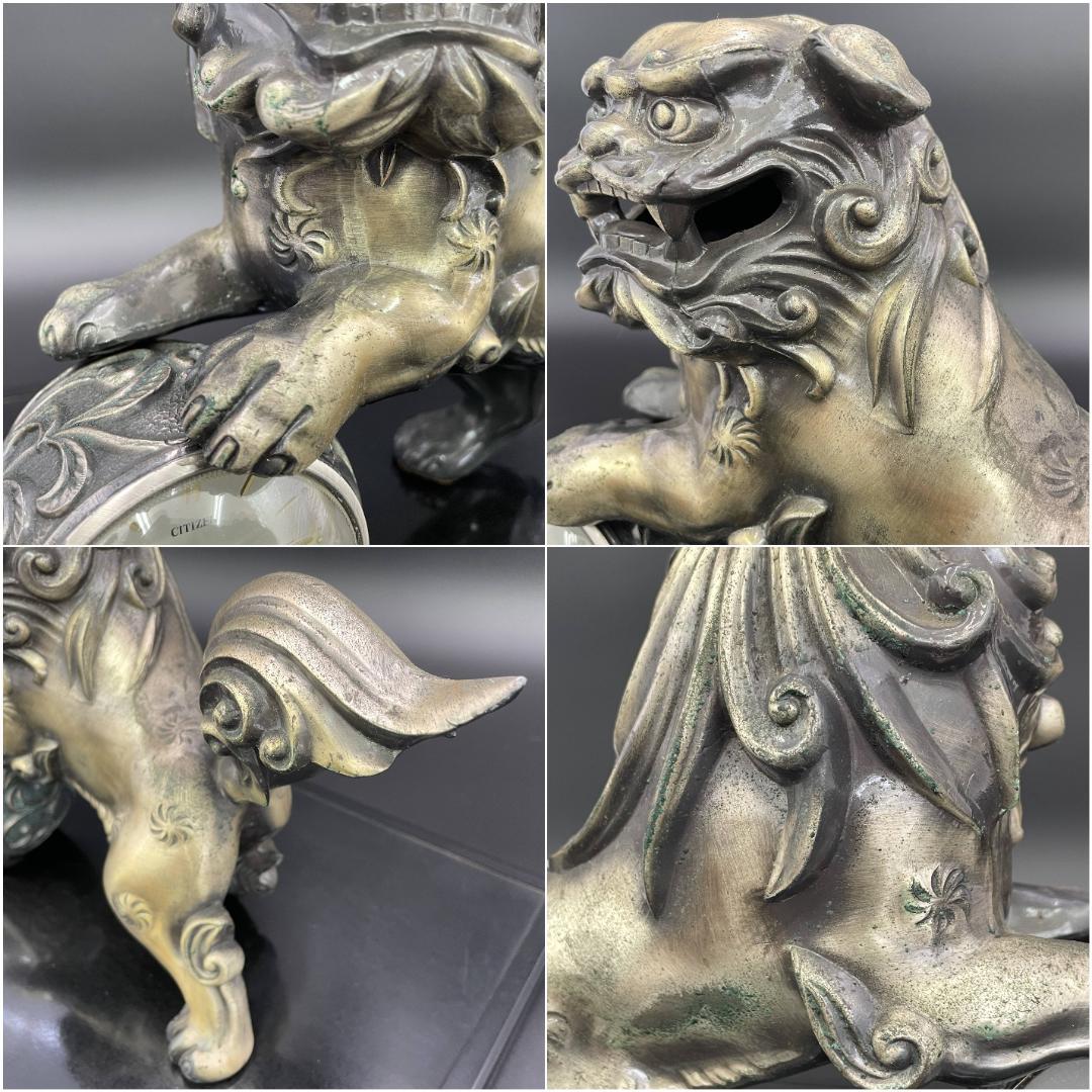 未使用長期保管品 動作品 シチズン ジュエルトロン 美術時計 唐獅子