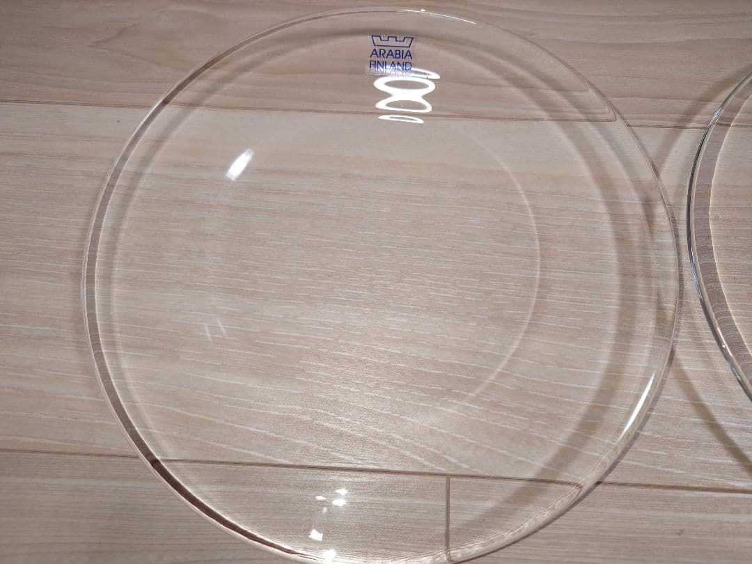 【廃盤】アラビア　オマ　ガラスプレート　22cm　クリア　2枚セット　専用箱有り