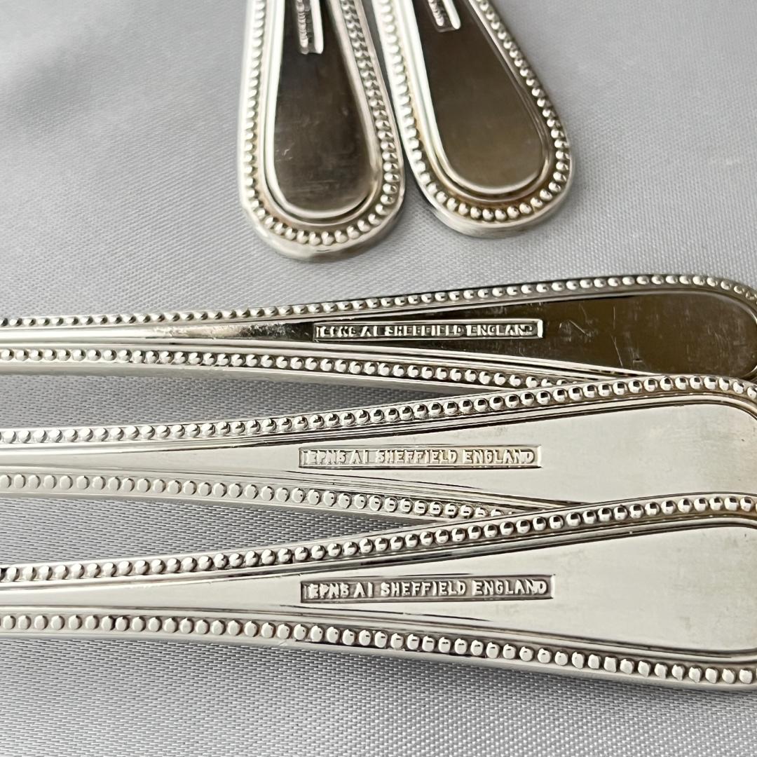 【英国】 パール ケーキフォーク 5本 エレガントな真珠モチーフ