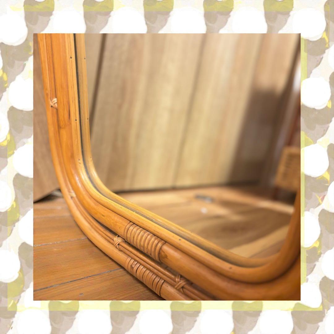 ラタンミラー 大型アーチ型 玄関リビング 北欧ナチュラル✨