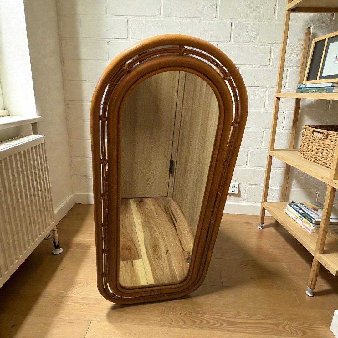 ラタンミラー 大型アーチ型 玄関リビング 北欧ナチュラル✨