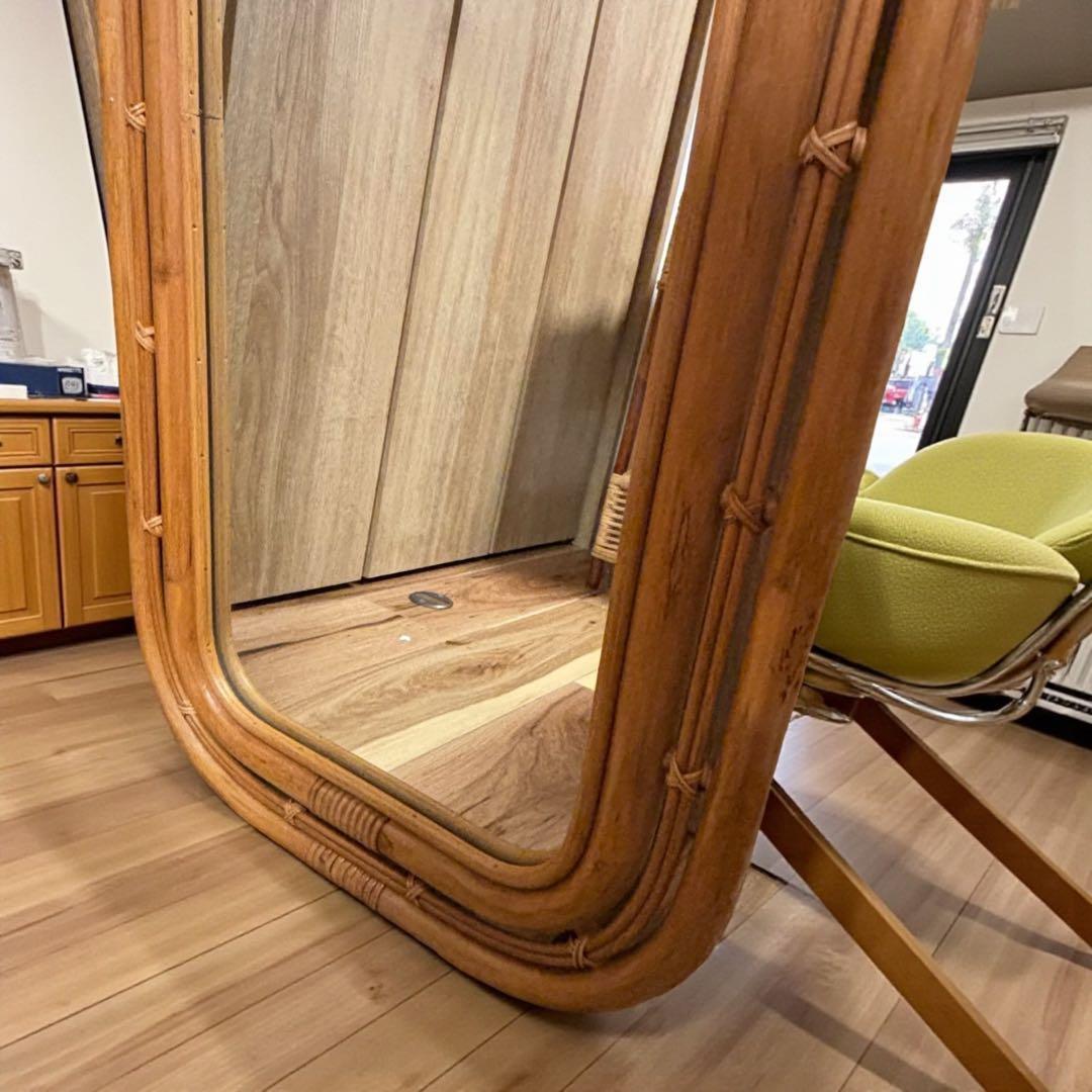 ラタンミラー 大型アーチ型 玄関リビング 北欧ナチュラル✨
