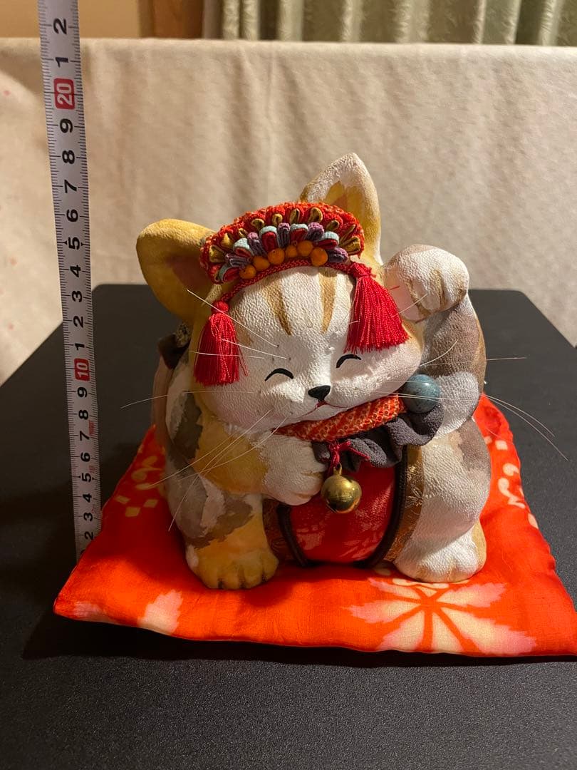 招き猫　福猫　石渡いくよ　縮緬