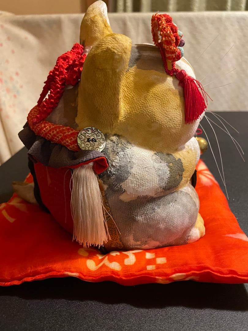 招き猫　福猫　石渡いくよ　縮緬