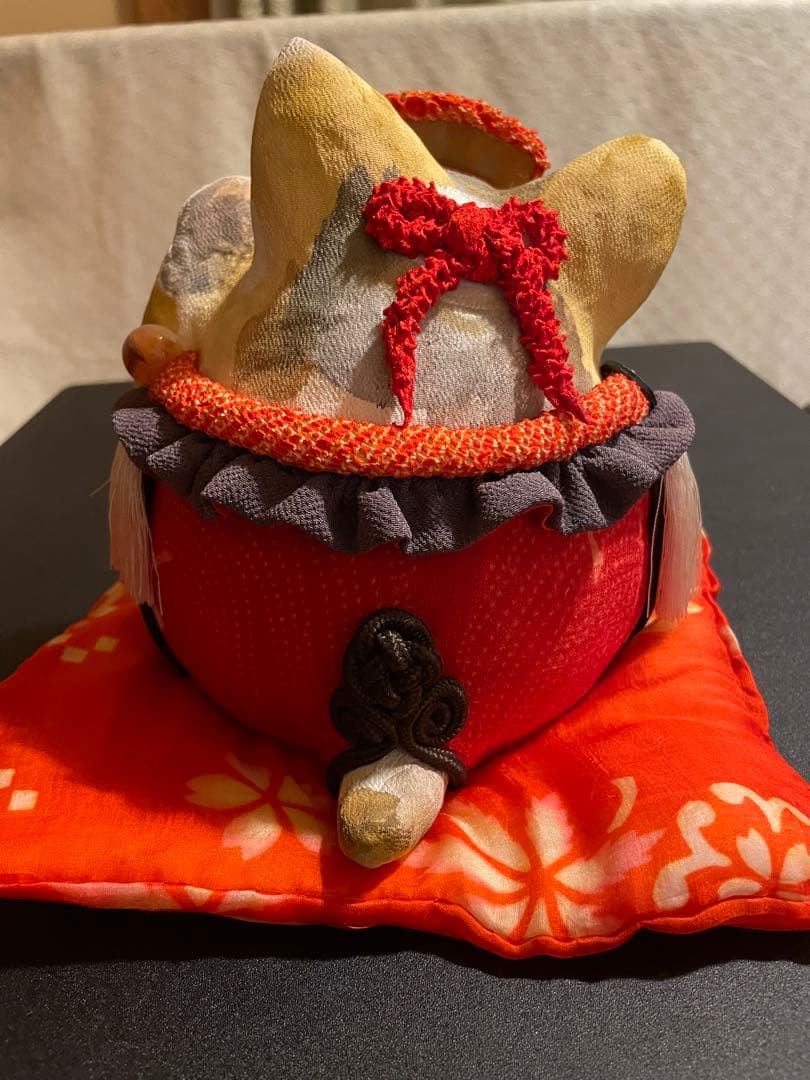 招き猫　福猫　石渡いくよ　縮緬