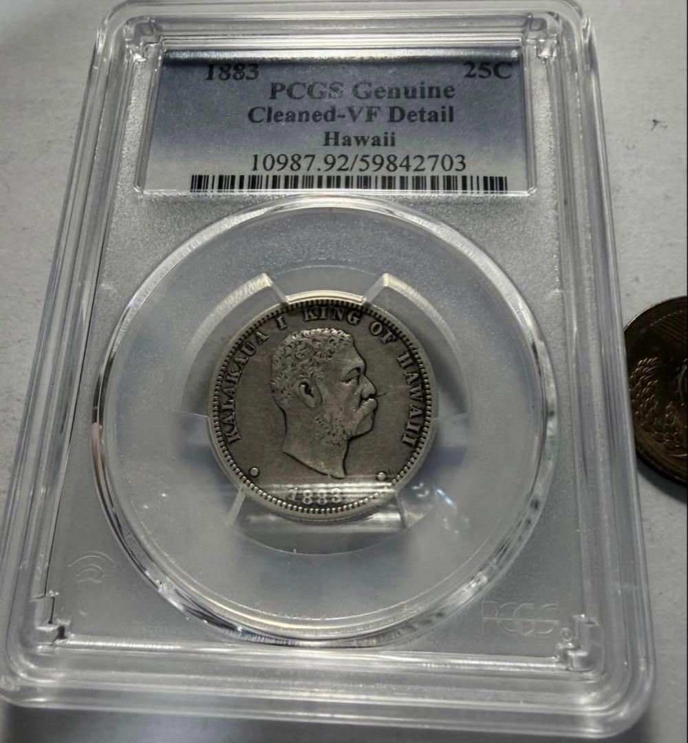 招*@様 1883年 ハワイ　カラカウア王 1/4D 銀貨　PCGS認定