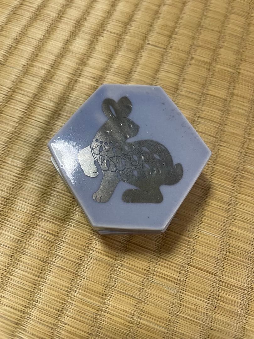 竹村聡子　六角香合　銀獣シリーズ　うさぎ