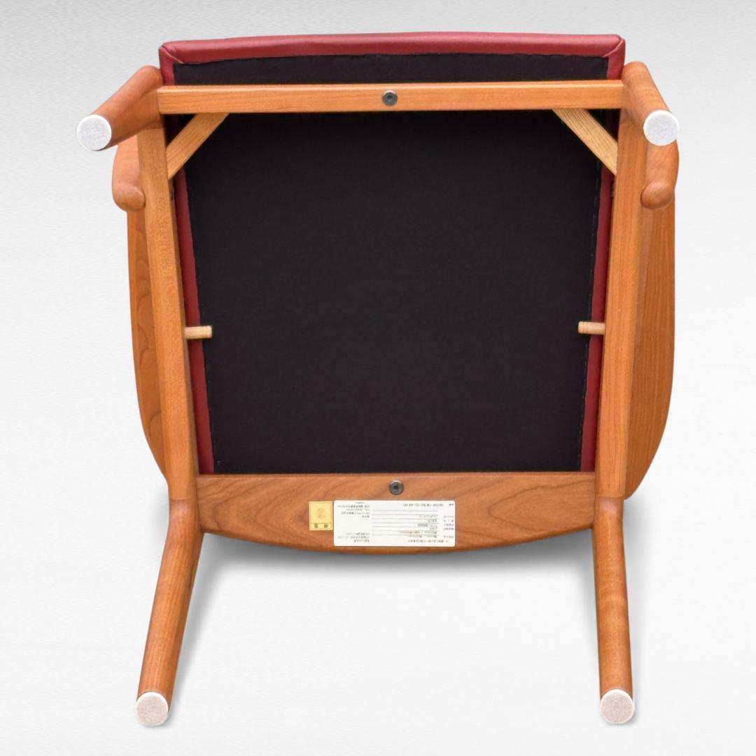 ①美品 ナガノインテリア 高級本革チェア DC322 ブラックチェリー