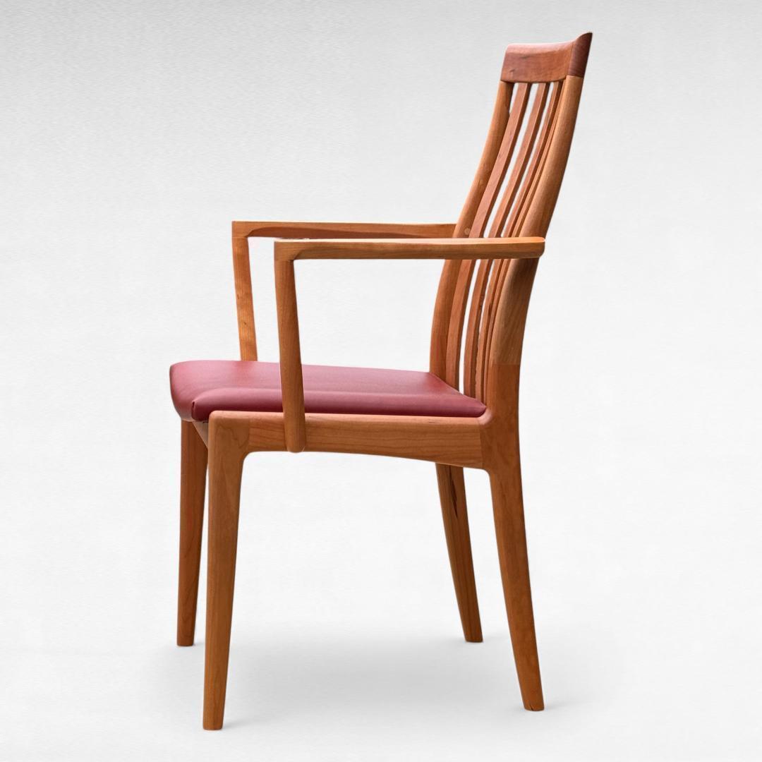 ①美品 ナガノインテリア 高級本革チェア DC322 ブラックチェリー