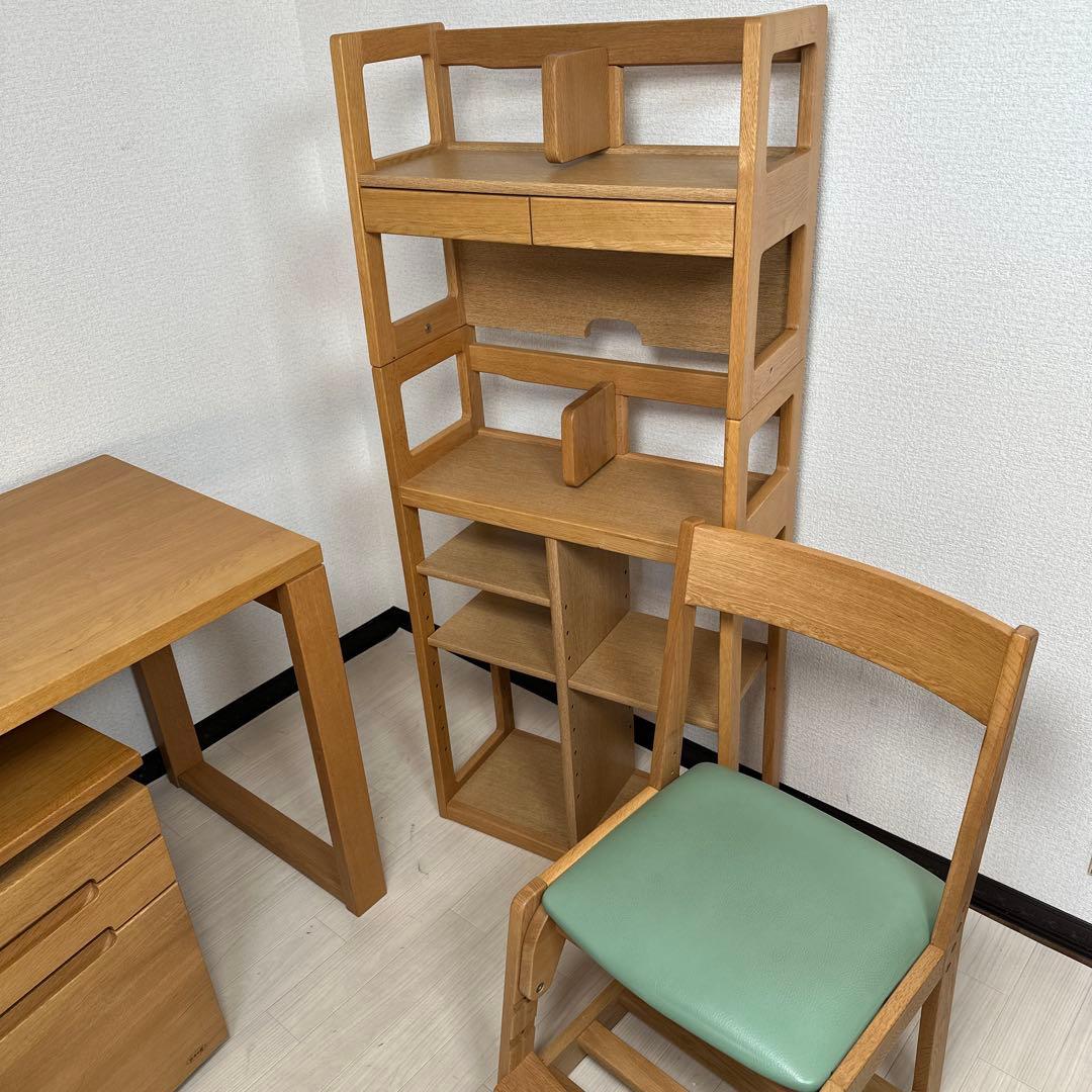 浜本工芸 8000デスクユニット（学習机、書棚、ワゴン、椅子）セット i1※