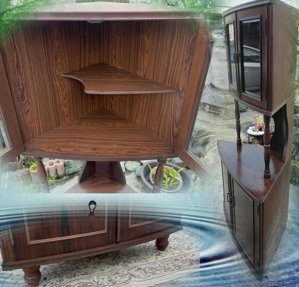 アンティーク☆コーナーキャビネット☆たのメル便《全国一律配送/設置料込み》