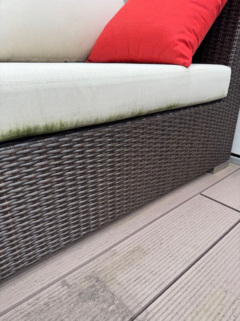 屋外用ガーデンソファ ラタン調 撥水 防水 汚れあり