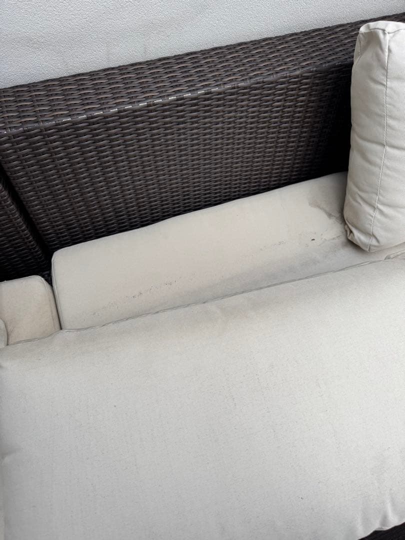 屋外用ガーデンソファ ラタン調 撥水 防水 汚れあり