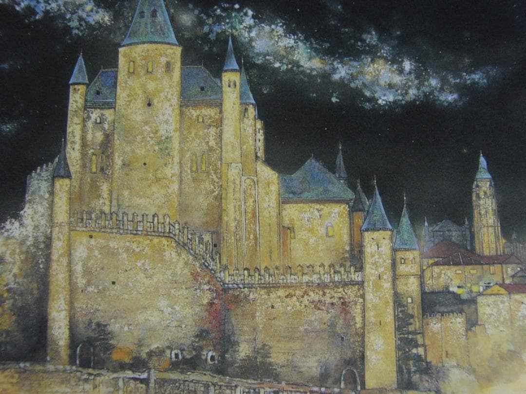 木村圭吾、【孤高の城塞】、新品高級額 額装付、日本画 希少画集画