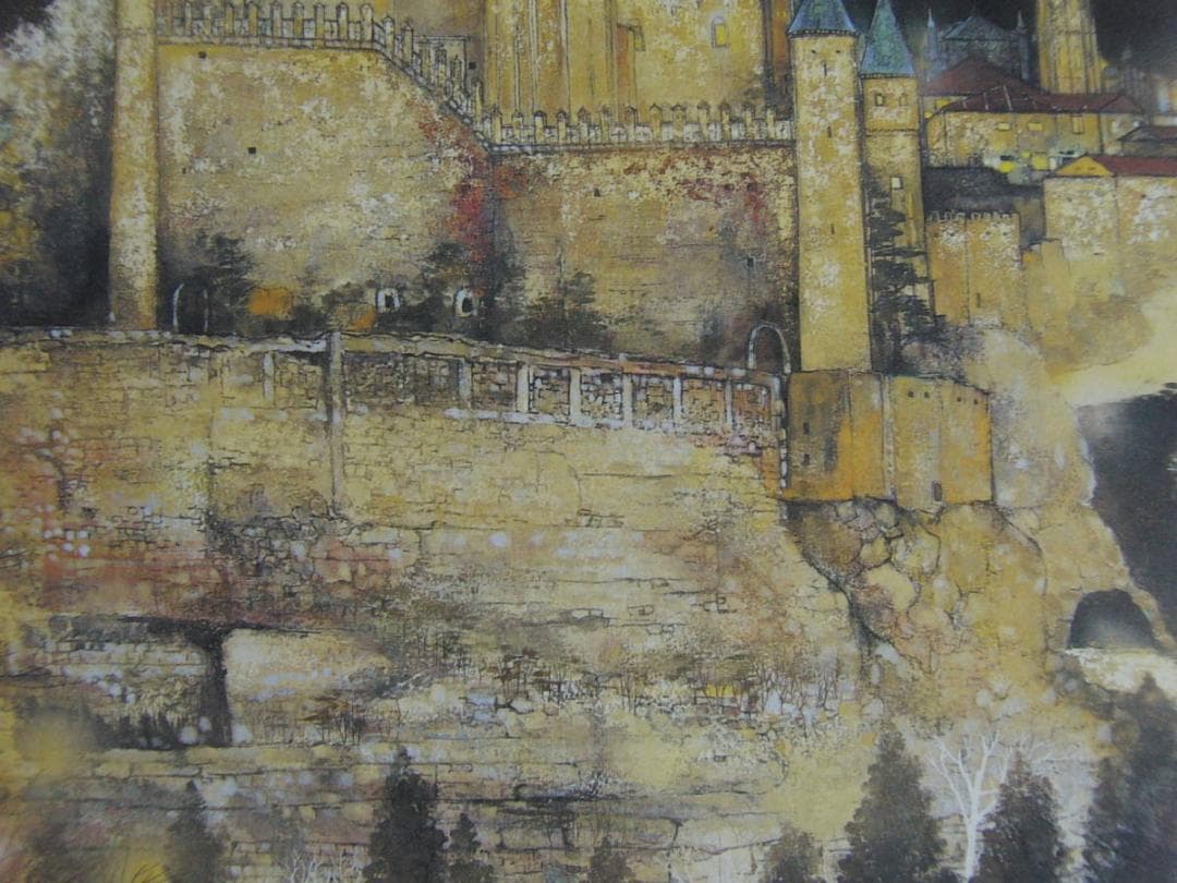 木村圭吾、【孤高の城塞】、新品高級額 額装付、日本画 希少画集画