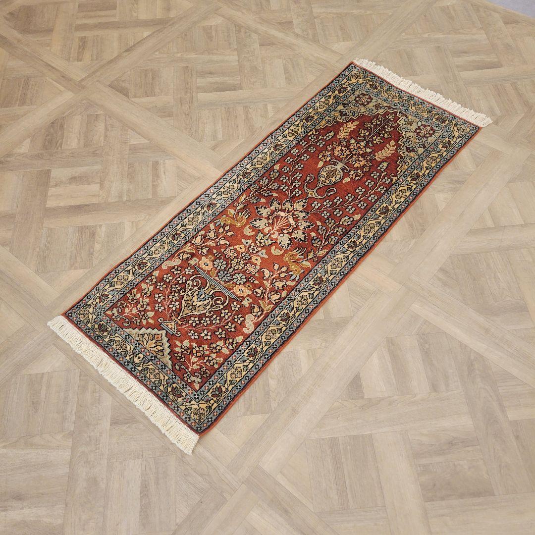 48x120cmカシミール手織りマット(731)インド・パキスタン・ペルシャ