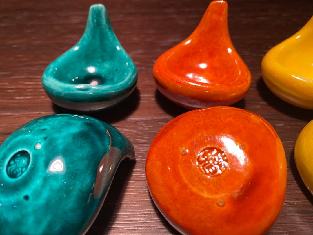 珍味入れ京焼　ちぎり餅緑交趾　黄交趾　オレンジ交趾3色　2セット 6個