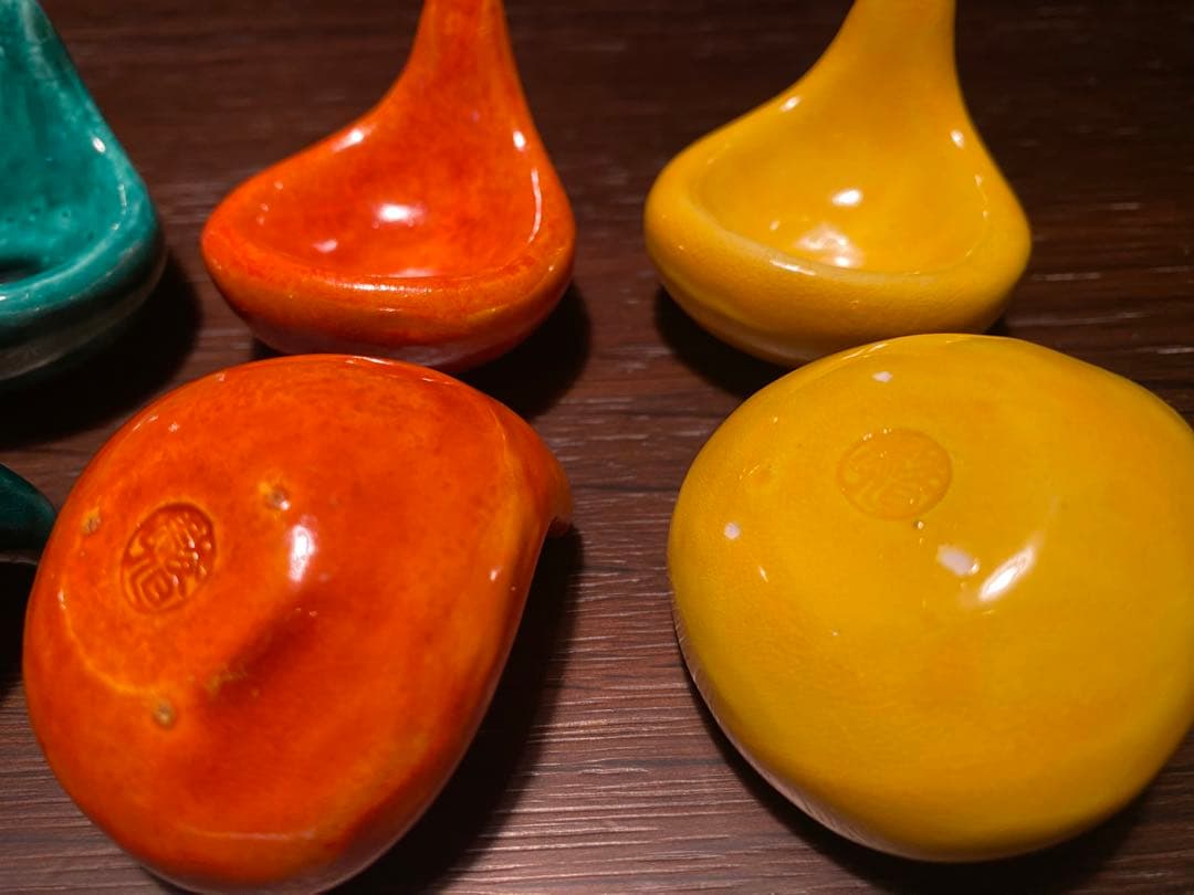 珍味入れ京焼　ちぎり餅緑交趾　黄交趾　オレンジ交趾3色　2セット 6個