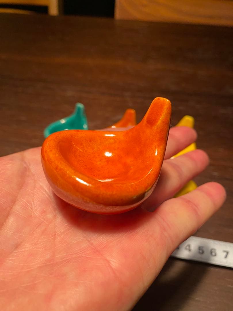 珍味入れ京焼　ちぎり餅緑交趾　黄交趾　オレンジ交趾3色　2セット 6個