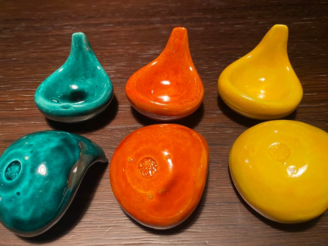 珍味入れ京焼　ちぎり餅緑交趾　黄交趾　オレンジ交趾3色　2セット 6個