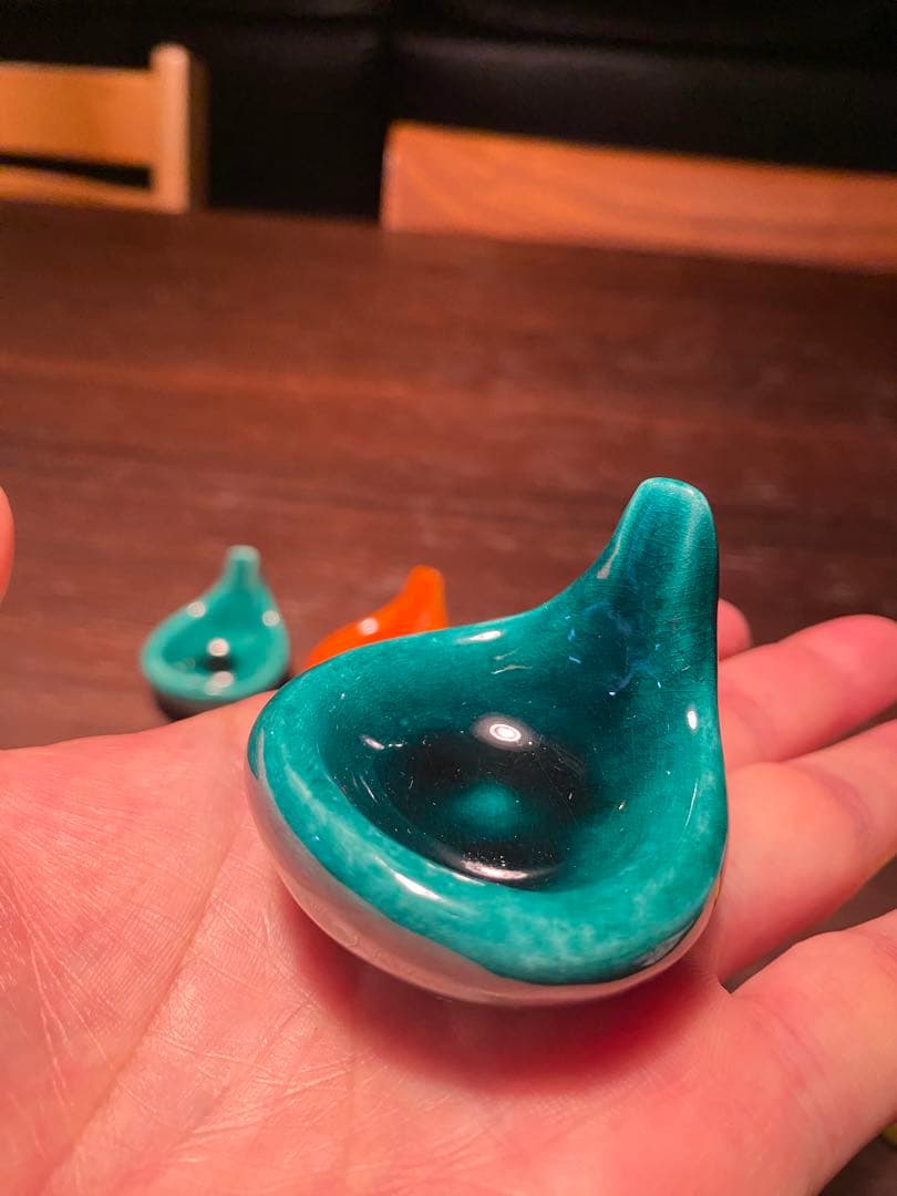 珍味入れ京焼　ちぎり餅緑交趾　黄交趾　オレンジ交趾3色　2セット 6個