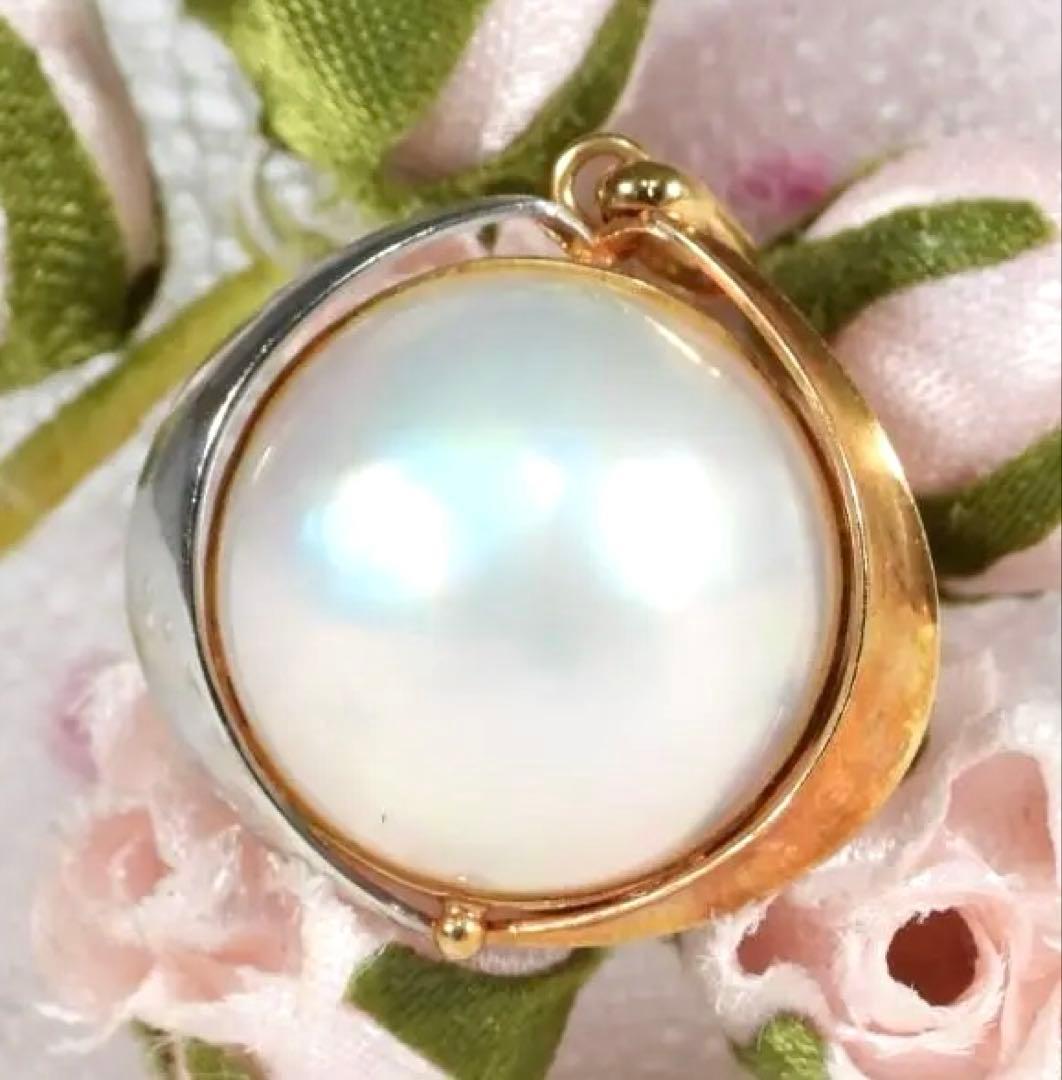 k18/pt900 真珠　マベパール　ペンダント パール約15.3mm 3.2g