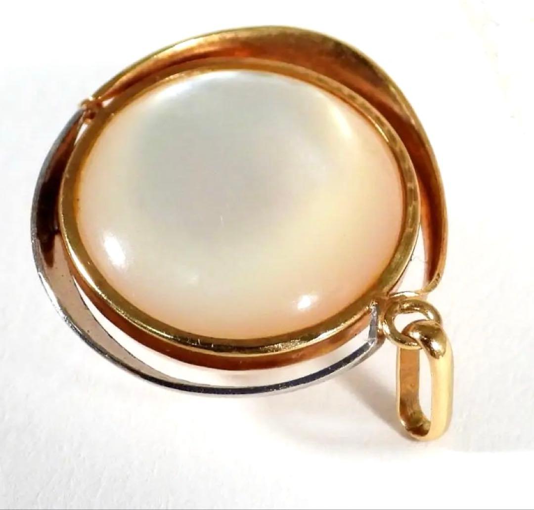 k18/pt900 真珠　マベパール　ペンダント パール約15.3mm 3.2g