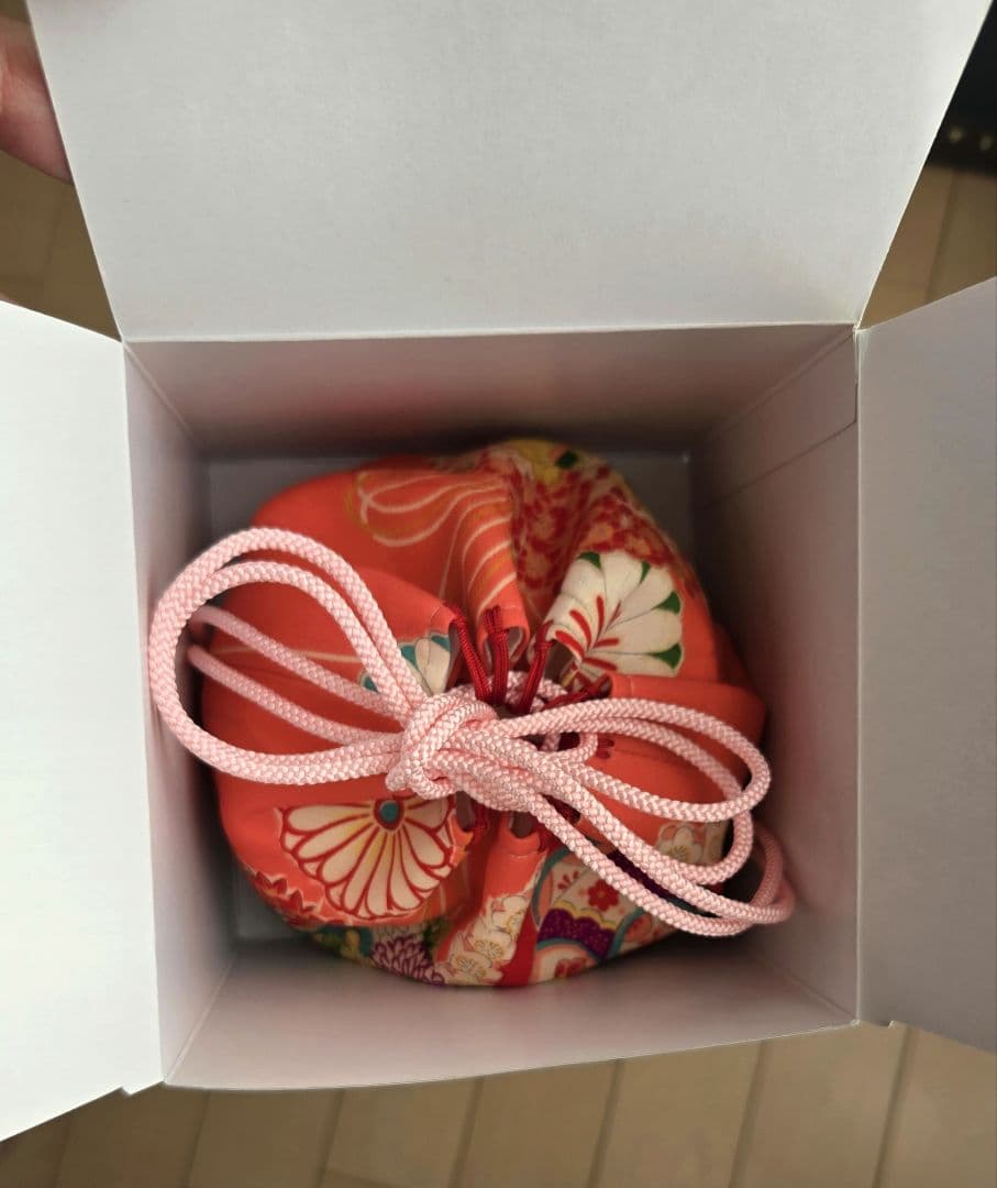 おはりばこ　古布の丸巾着とはこせこおそろいセット【巾着＆筥迫同柄セット】七五三