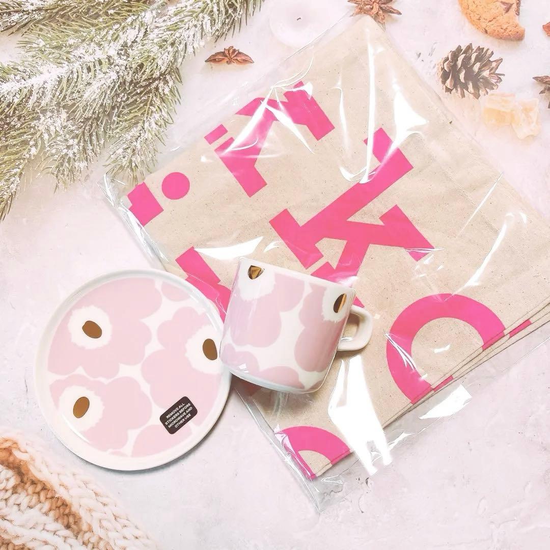 ♡byR 限定 マリメッコ ピンク ゴールド マグカップ プレート