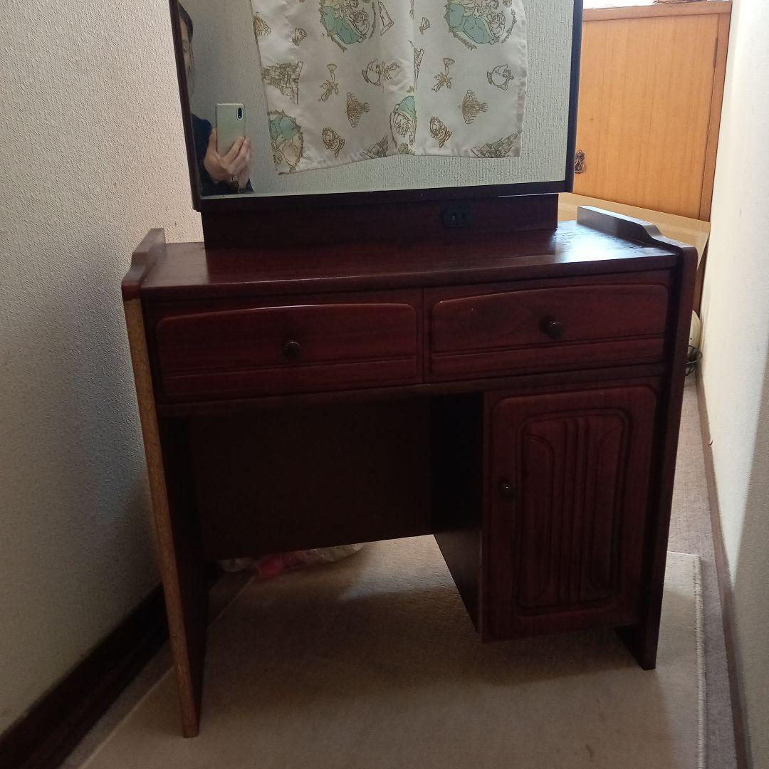 ダークブラウン 木製ドレッサー 鏡台