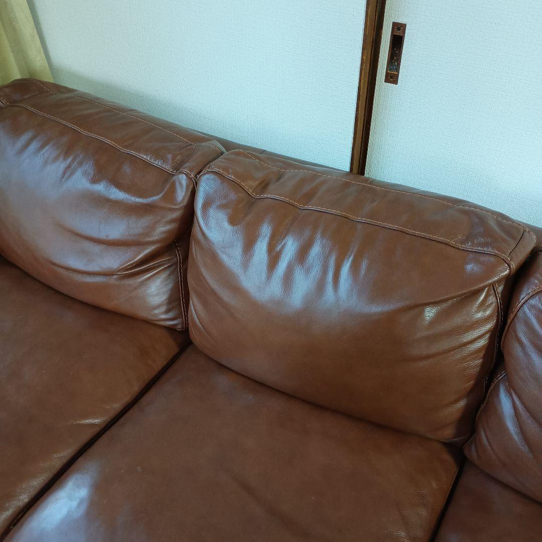 （美品）ブラウンレザー2人掛けソファ