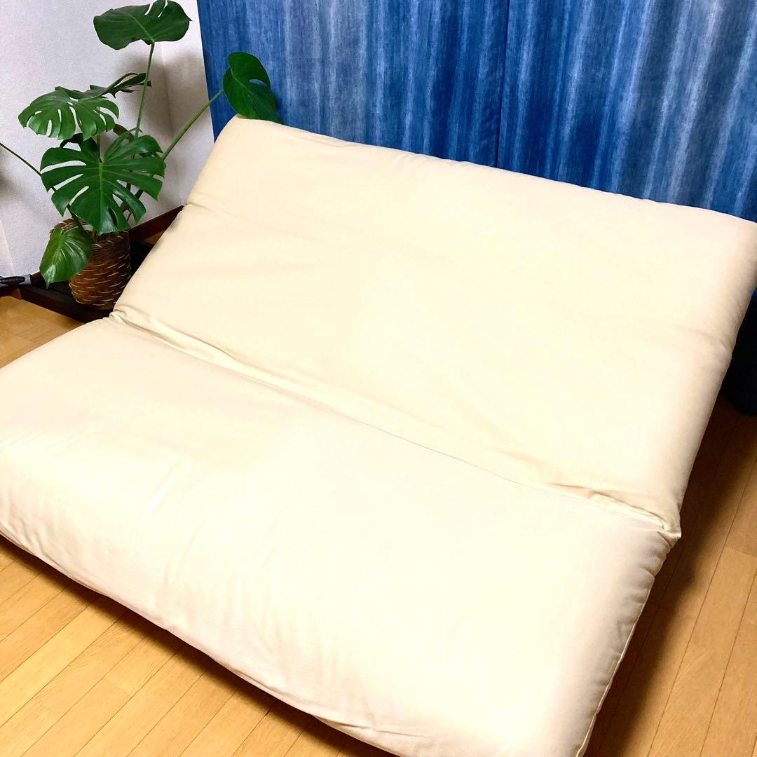 【お値下げ】新品カバー付き！ リクライニング ローソファ 2人掛け ベージュ