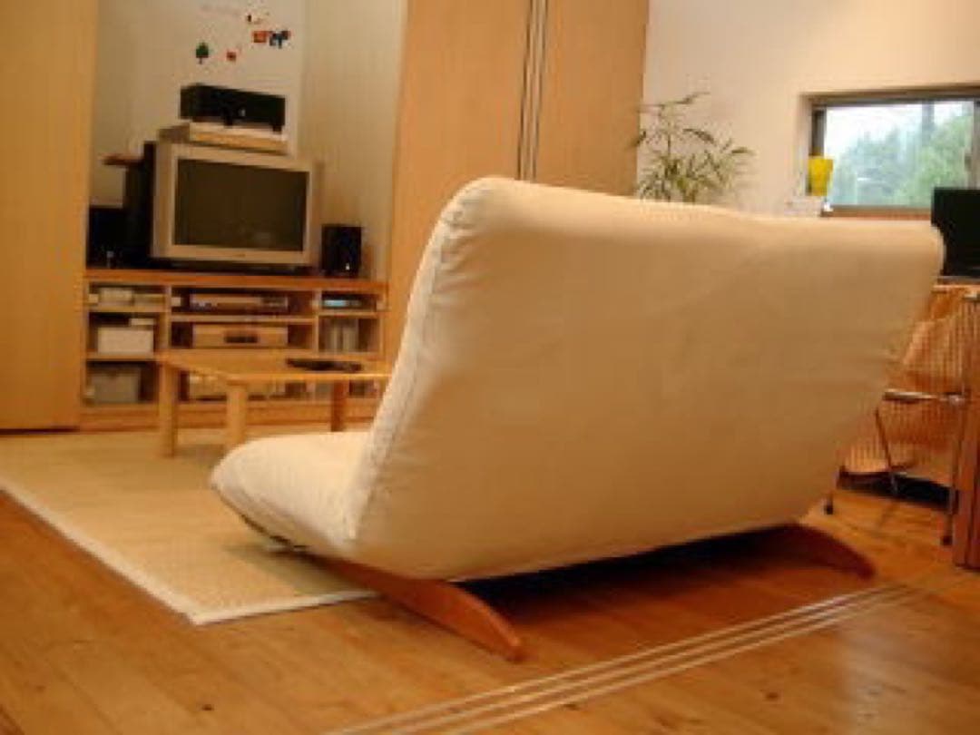 【お値下げ】新品カバー付き！ リクライニング ローソファ 2人掛け ベージュ