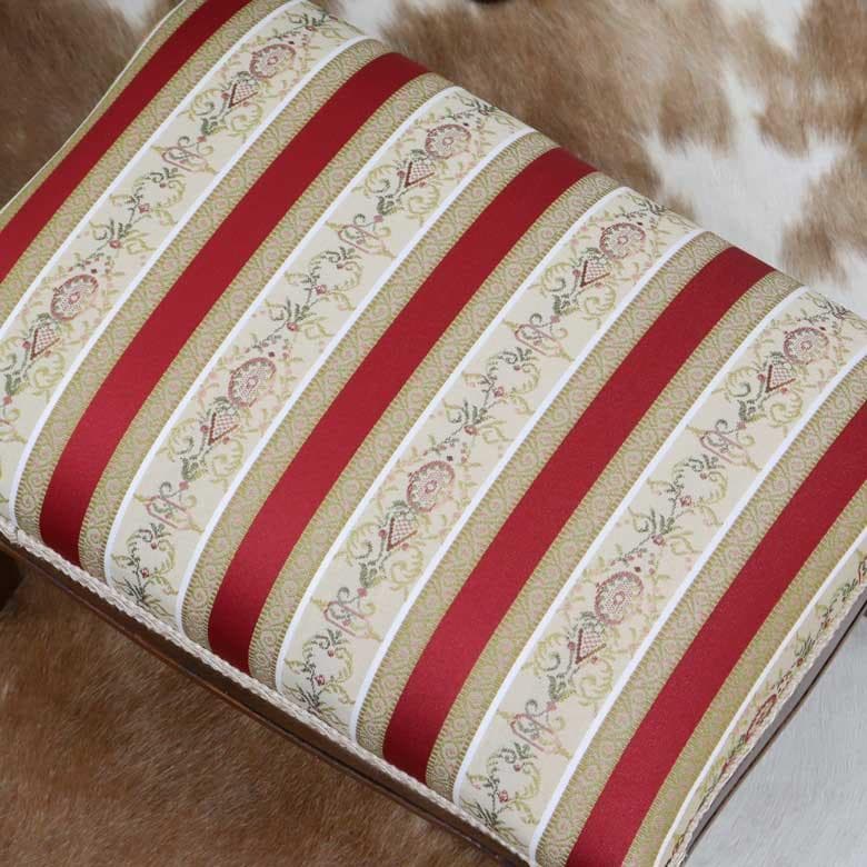 イタリア フットスツール 猫脚 レッドストライプ 補助椅子 玄関用 完成品