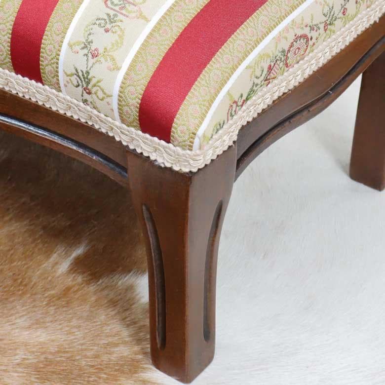 イタリア フットスツール 猫脚 レッドストライプ 補助椅子 玄関用 完成品