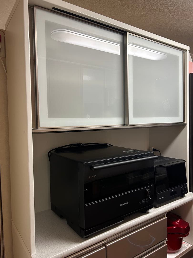 gp　ホワイトxグレージュ食器棚 収納　ニトリ　アルミナ