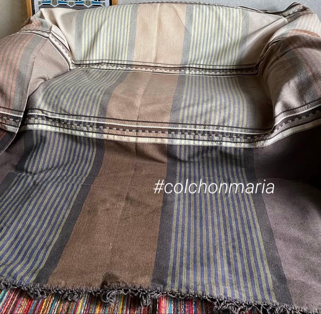 キングサイズベッドカバー メキシコ ミトラ織 手織り 綿100 ハンドメイド