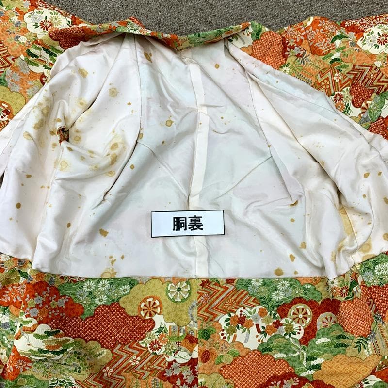 509ag42□七五三 三歳 セミアンティーク 女児 着物&被布 総柄□状態良好