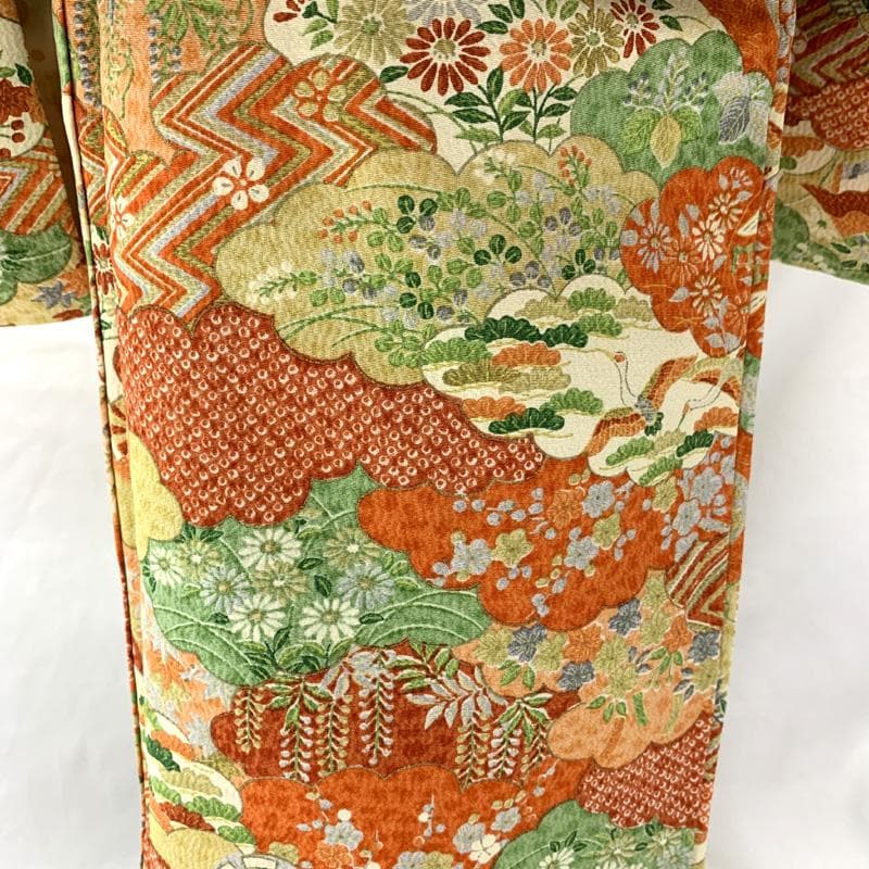 509ag42□七五三 三歳 セミアンティーク 女児 着物&被布 総柄□状態良好