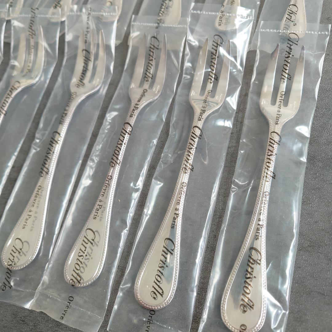 クリストフル パール ケーキフォーク コーヒースプーン 未開封 12点 箱付き